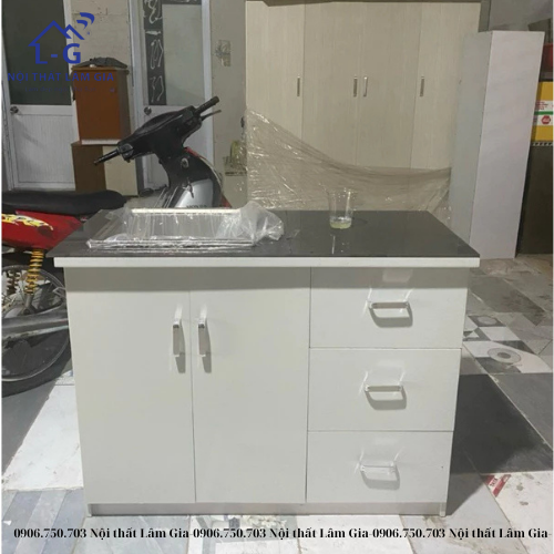 Tủ bếp nhựa Đài Loan + kèm bồn vòi đơn